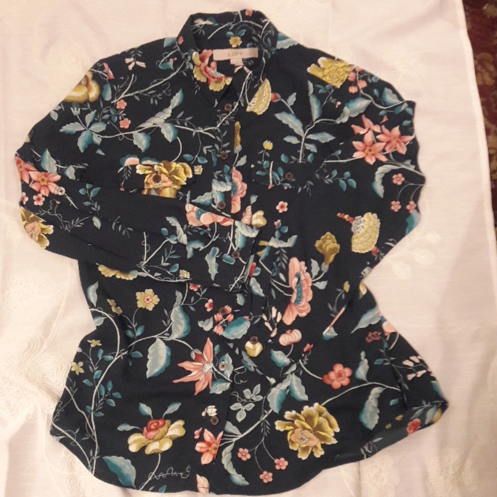 Patterned button down blouse